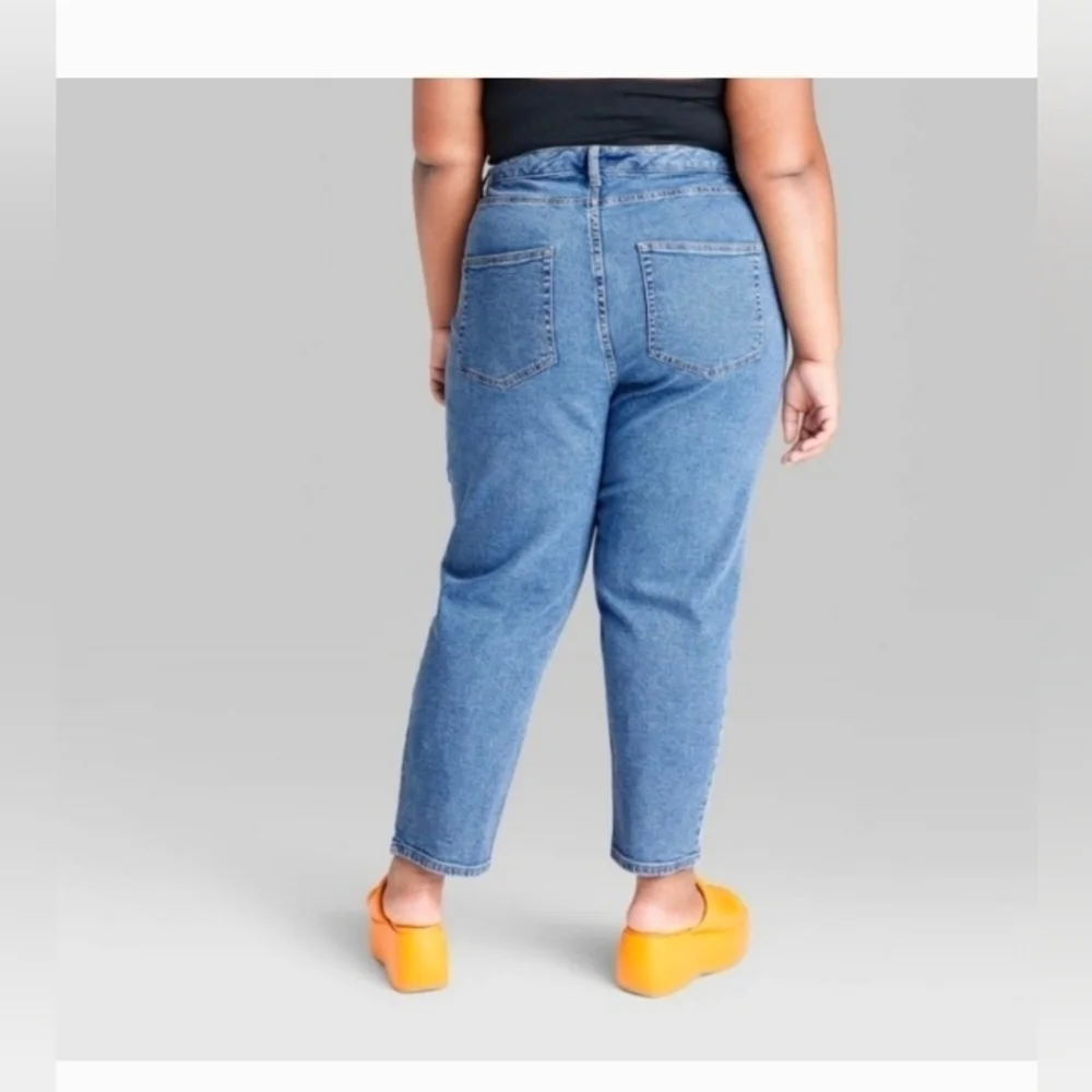 Wild Fable Women's Super High rise Tapered Jeans Blue Wash